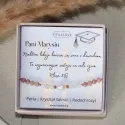 Prezent Dla Nauczyciela na Koniec Roku Podziękowanie Bransoletka z Personalizacją - Perła, Rodochrozyt, Kryształ Górski